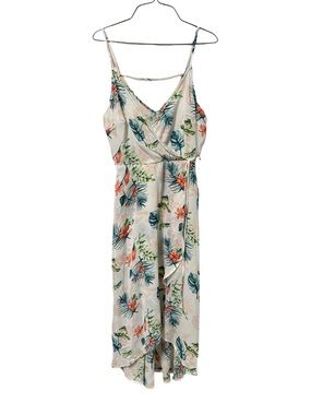 Lush White Floral Maxi Dress with Blue and Coral Print